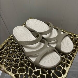 CROCS Taupe Strappy Sandals Womens Size 8